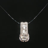 14k White Gold and 0.25cttw Diamond Solid Slide Pendant 0.65"