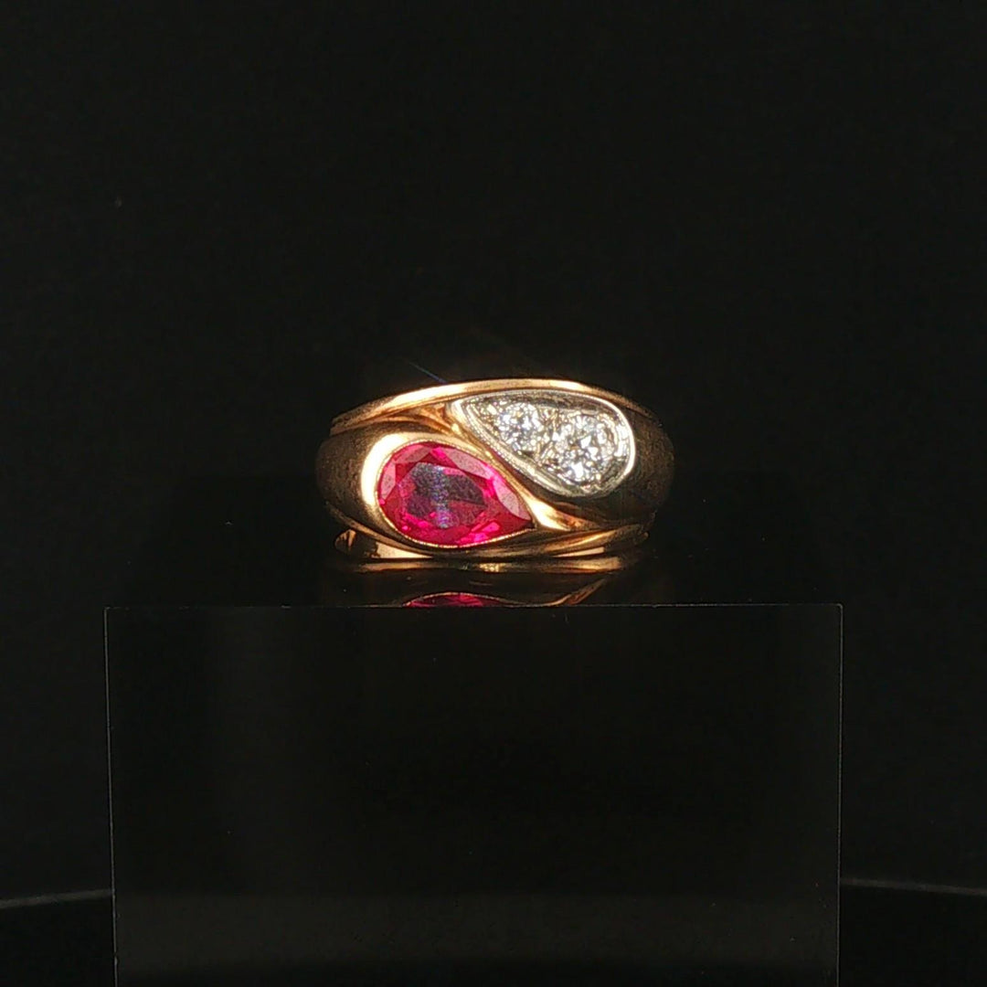 14k Yellow Gold Pink Sapphire and Diamond Bypass Ring Size 7.25