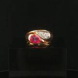 14k Yellow Gold Pink Sapphire and Diamond Bypass Ring Size 7.25