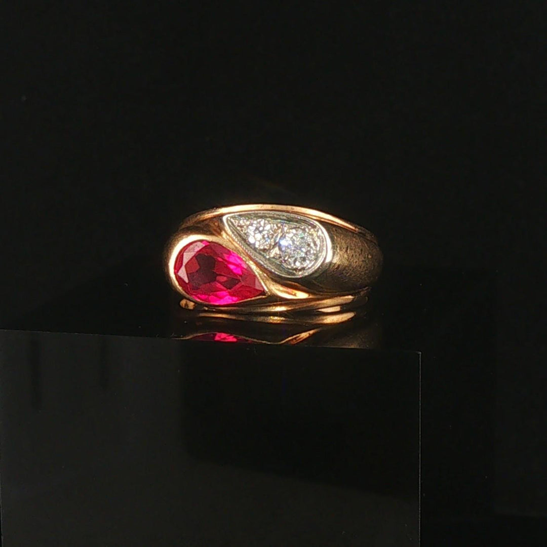 14k Yellow Gold Pink Sapphire and Diamond Bypass Ring Size 7.25