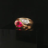 14k Yellow Gold Pink Sapphire and Diamond Bypass Ring Size 7.25