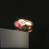 14k Yellow Gold Pink Sapphire and Diamond Bypass Ring Size 7.25