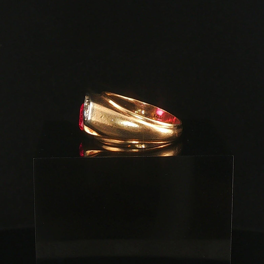 14k Yellow Gold Pink Sapphire and Diamond Bypass Ring Size 7.25