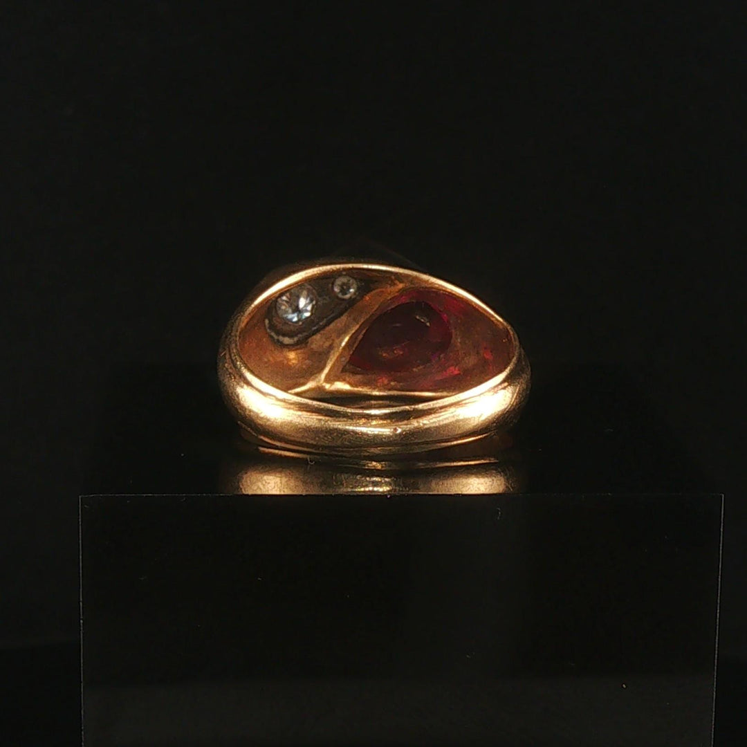 14k Yellow Gold Pink Sapphire and Diamond Bypass Ring Size 7.25