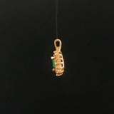 14k Yellow Gold Emerald and Diamond Halo Pendant