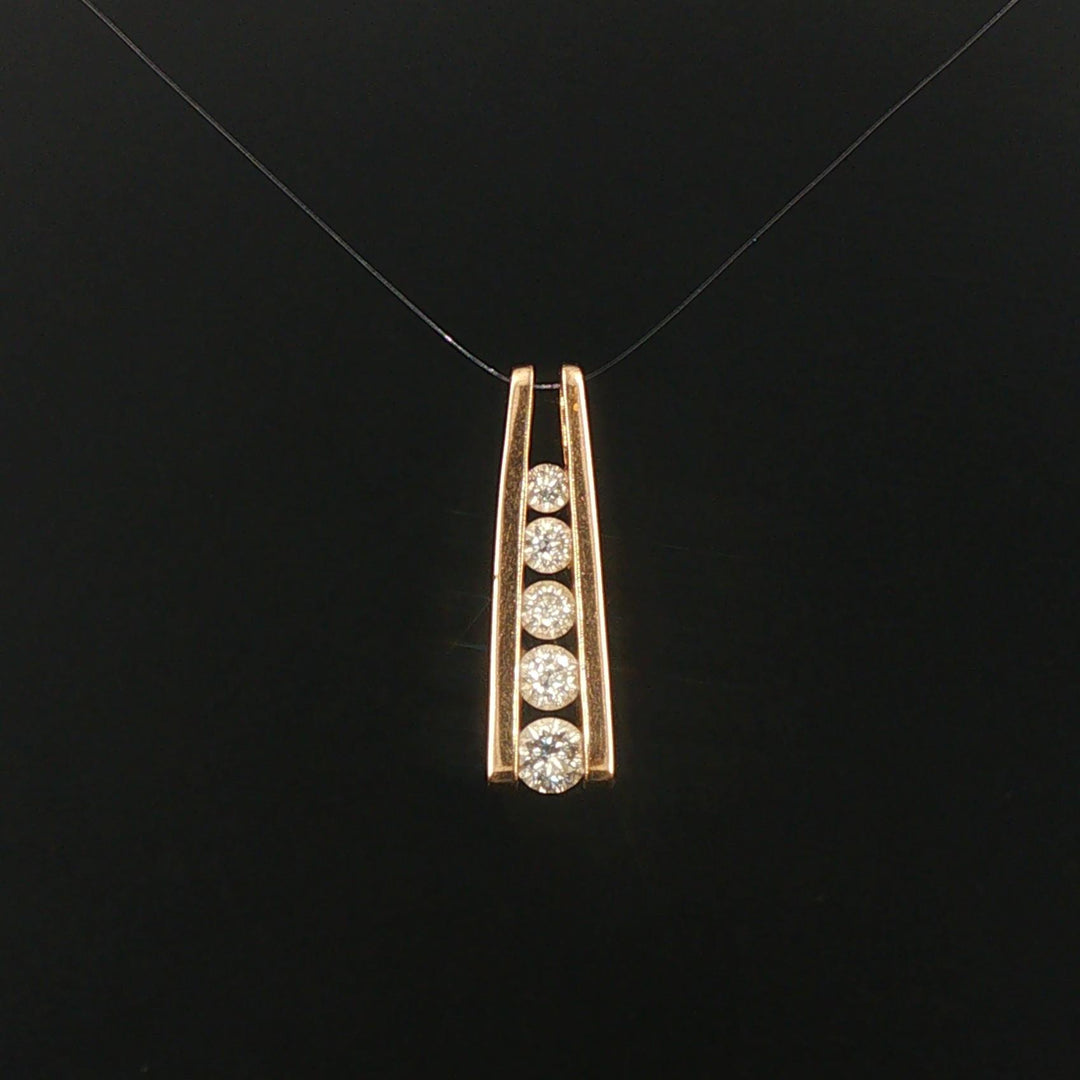 14k Yellow Gold and 1cttw Diamond Solid Bar Slide Pendant 1"