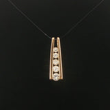 14k Yellow Gold and 1cttw Diamond Solid Bar Slide Pendant 1"