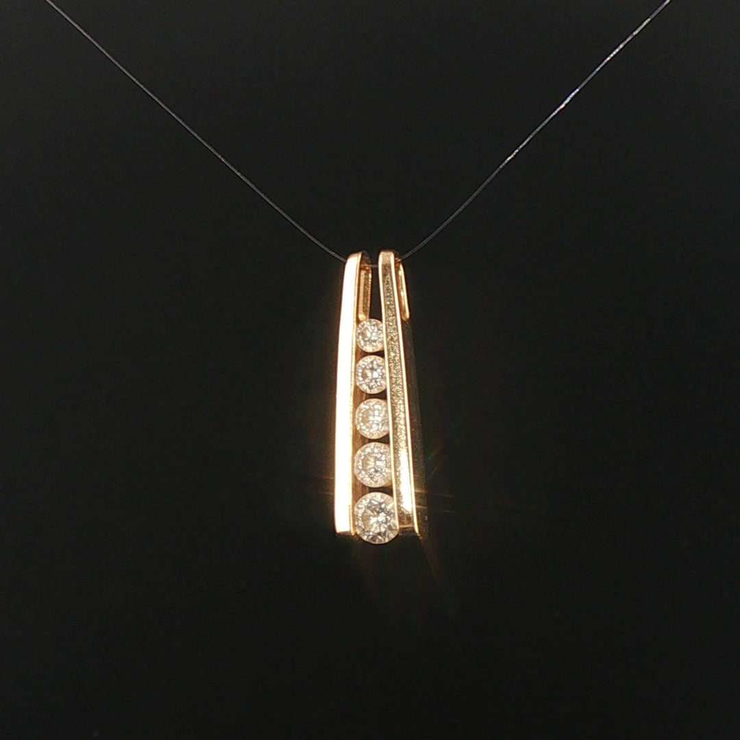 14k Yellow Gold and 1cttw Diamond Solid Bar Slide Pendant 1"