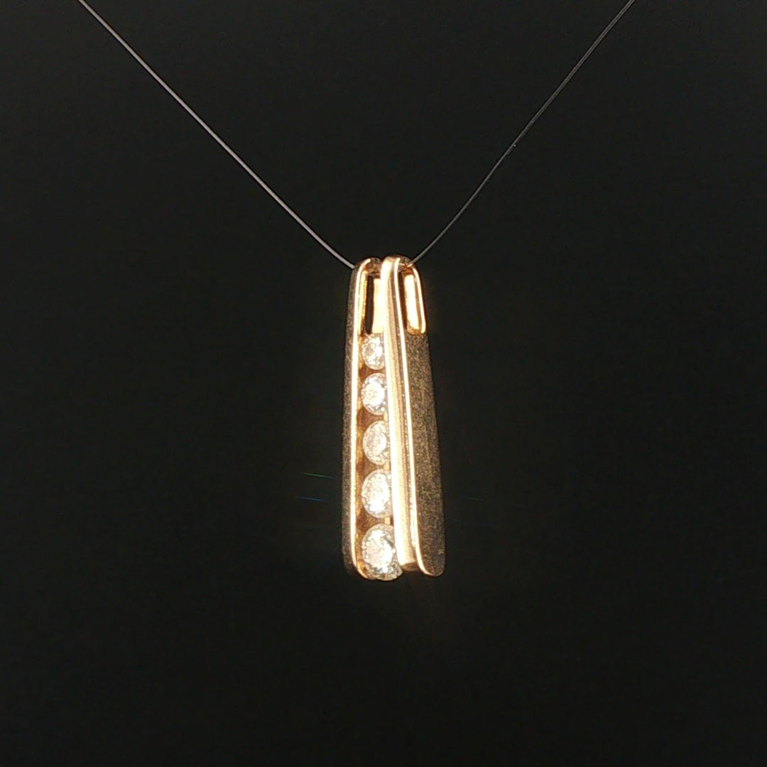 14k Yellow Gold and 1cttw Diamond Solid Bar Slide Pendant 1"
