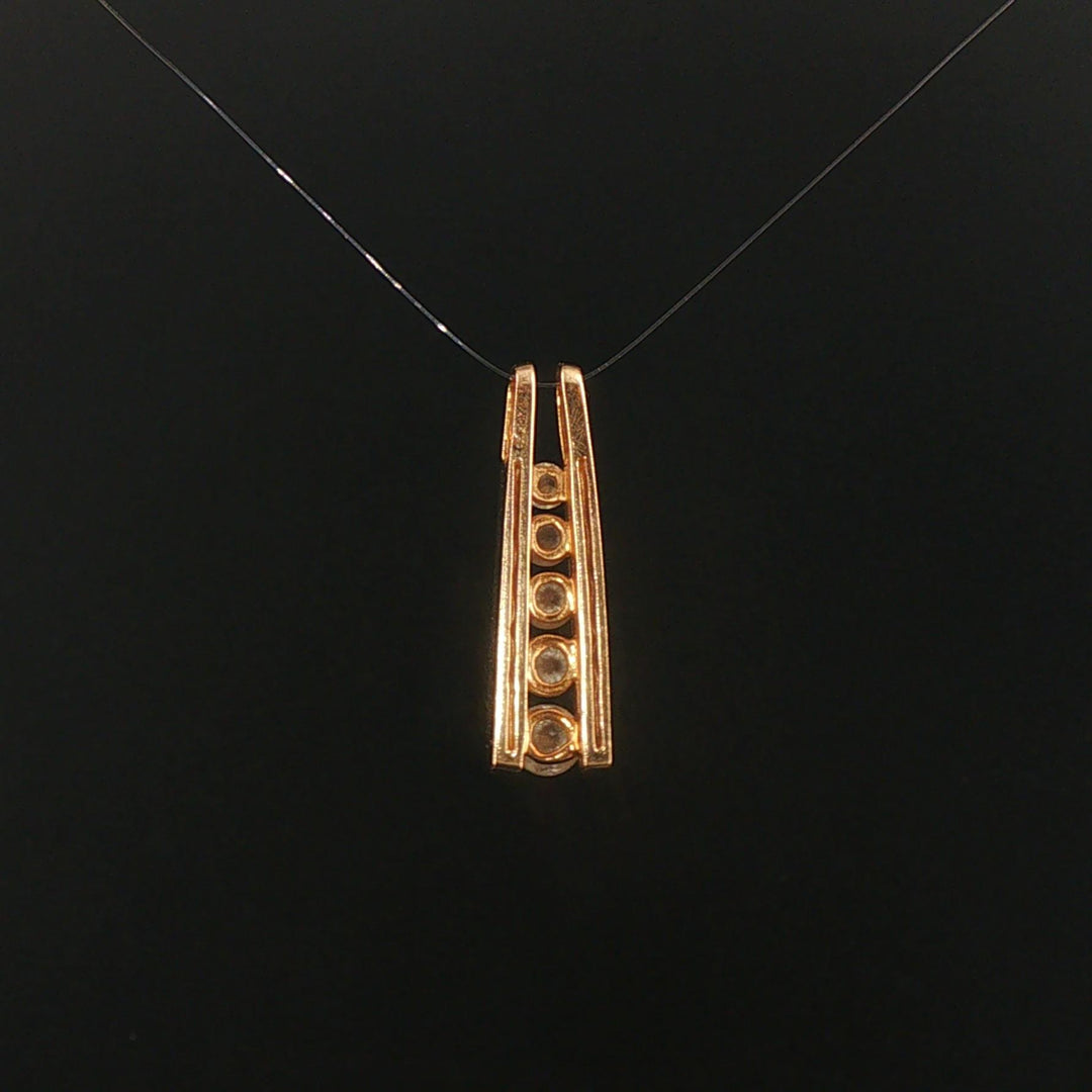14k Yellow Gold and 1cttw Diamond Solid Bar Slide Pendant 1"