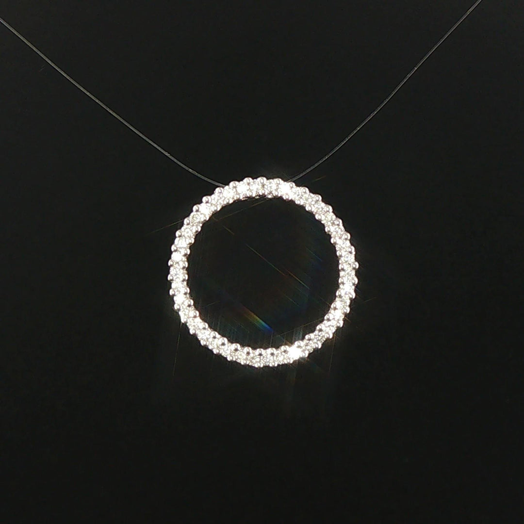 14k White Gold and 0.25cttw Diamond Circle Slide Pendant
