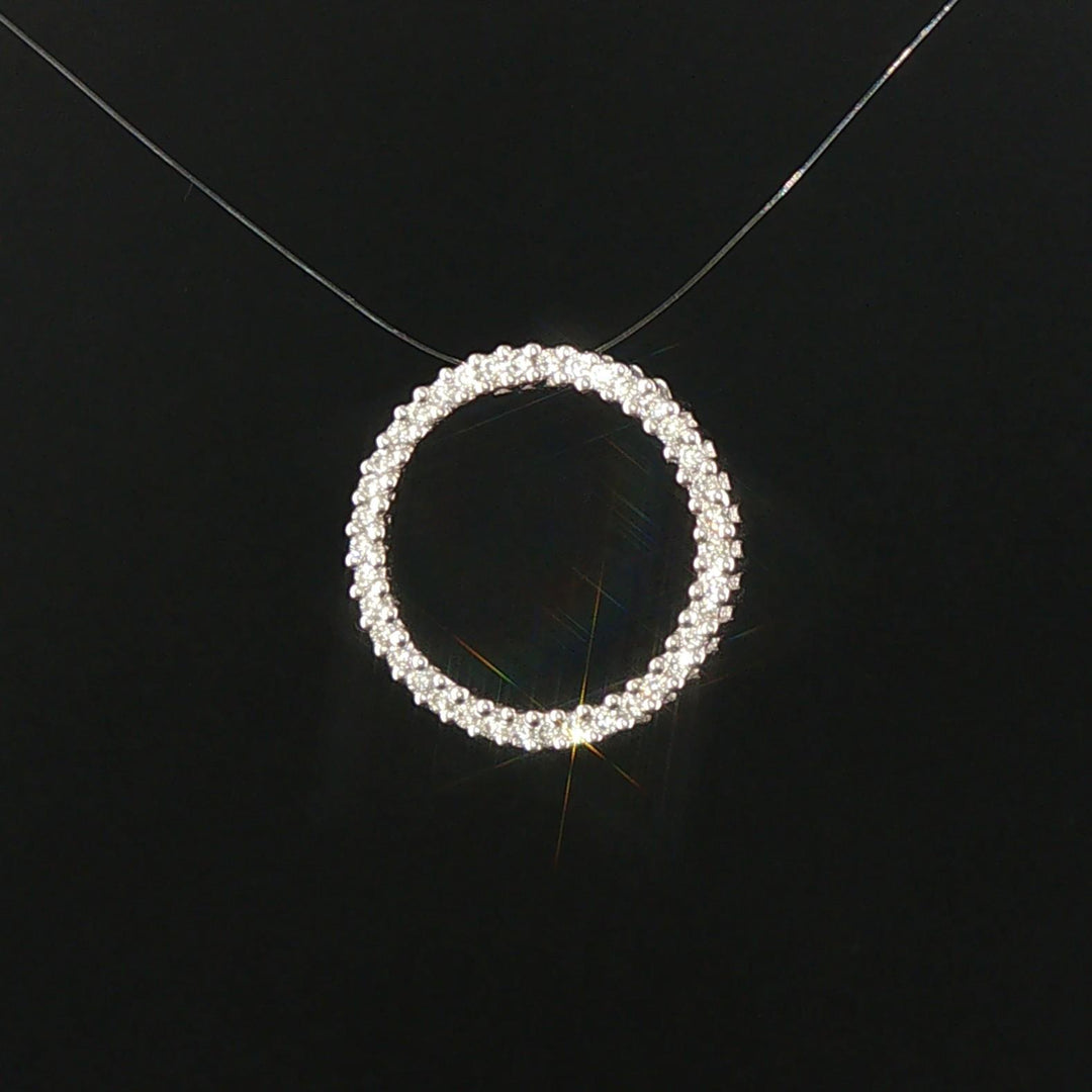 14k White Gold and 0.25cttw Diamond Circle Slide Pendant