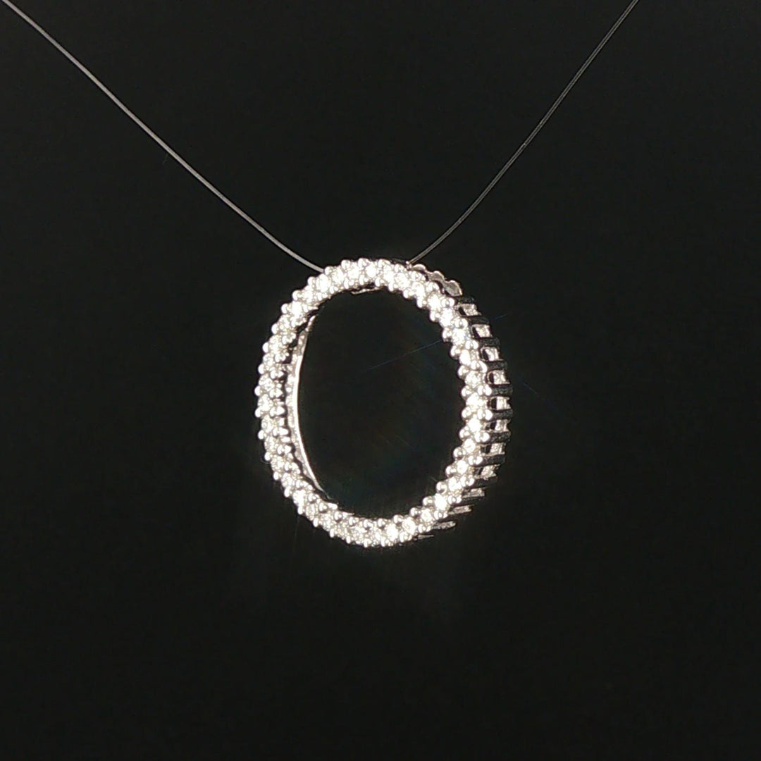 14k White Gold and 0.25cttw Diamond Circle Slide Pendant