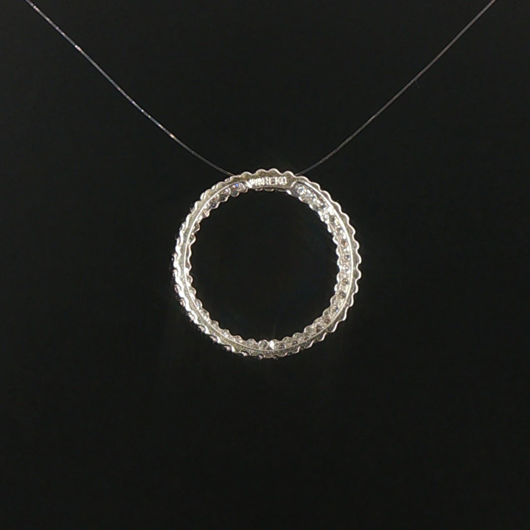 14k White Gold and 0.25cttw Diamond Circle Slide Pendant