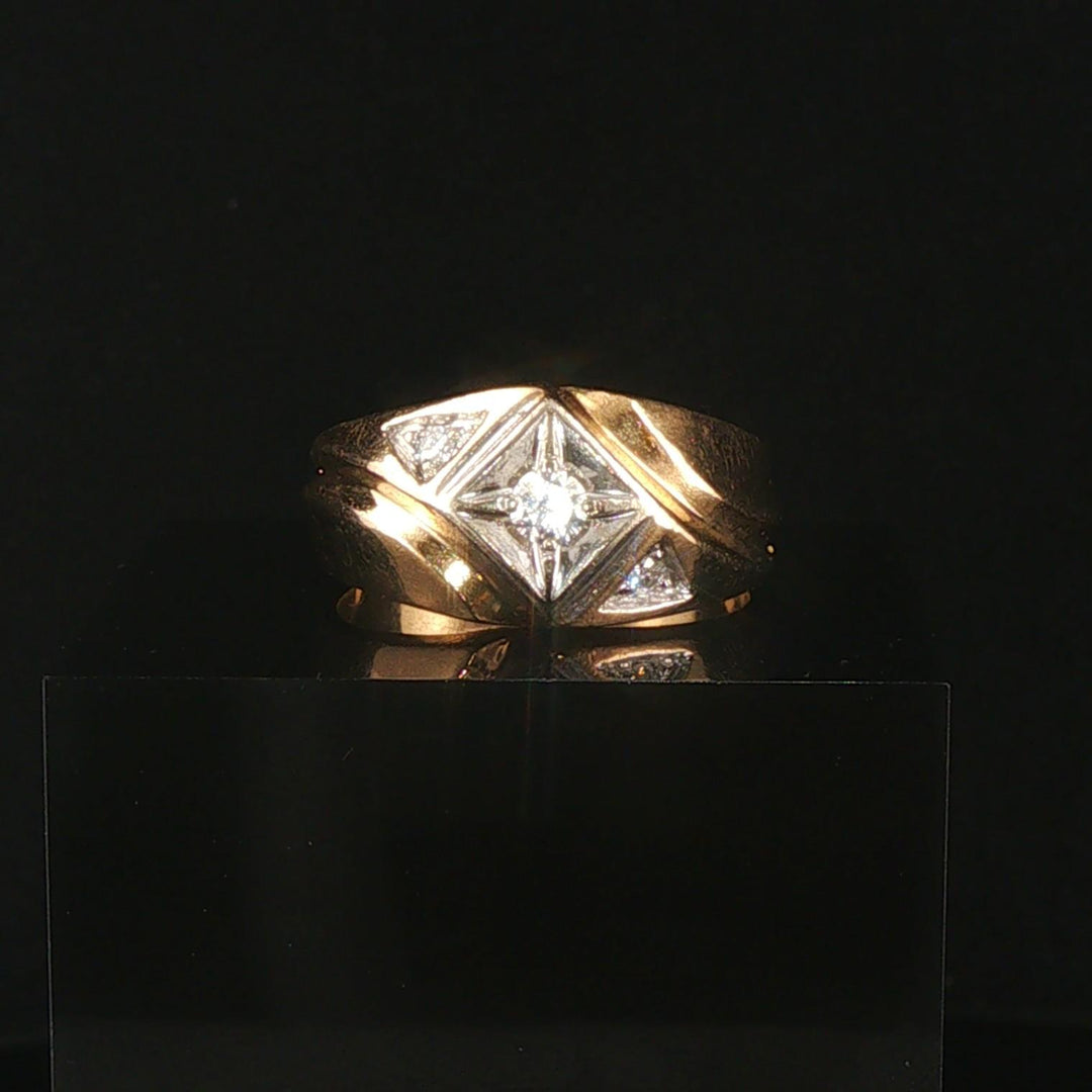 14k Yellow and White Gold 0.25cttw Diamond Men's Vintage Ring Size 10.25