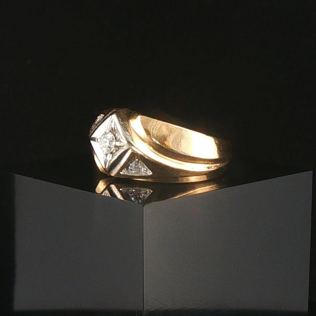 14k Yellow and White Gold 0.25cttw Diamond Men's Vintage Ring Size 10.25