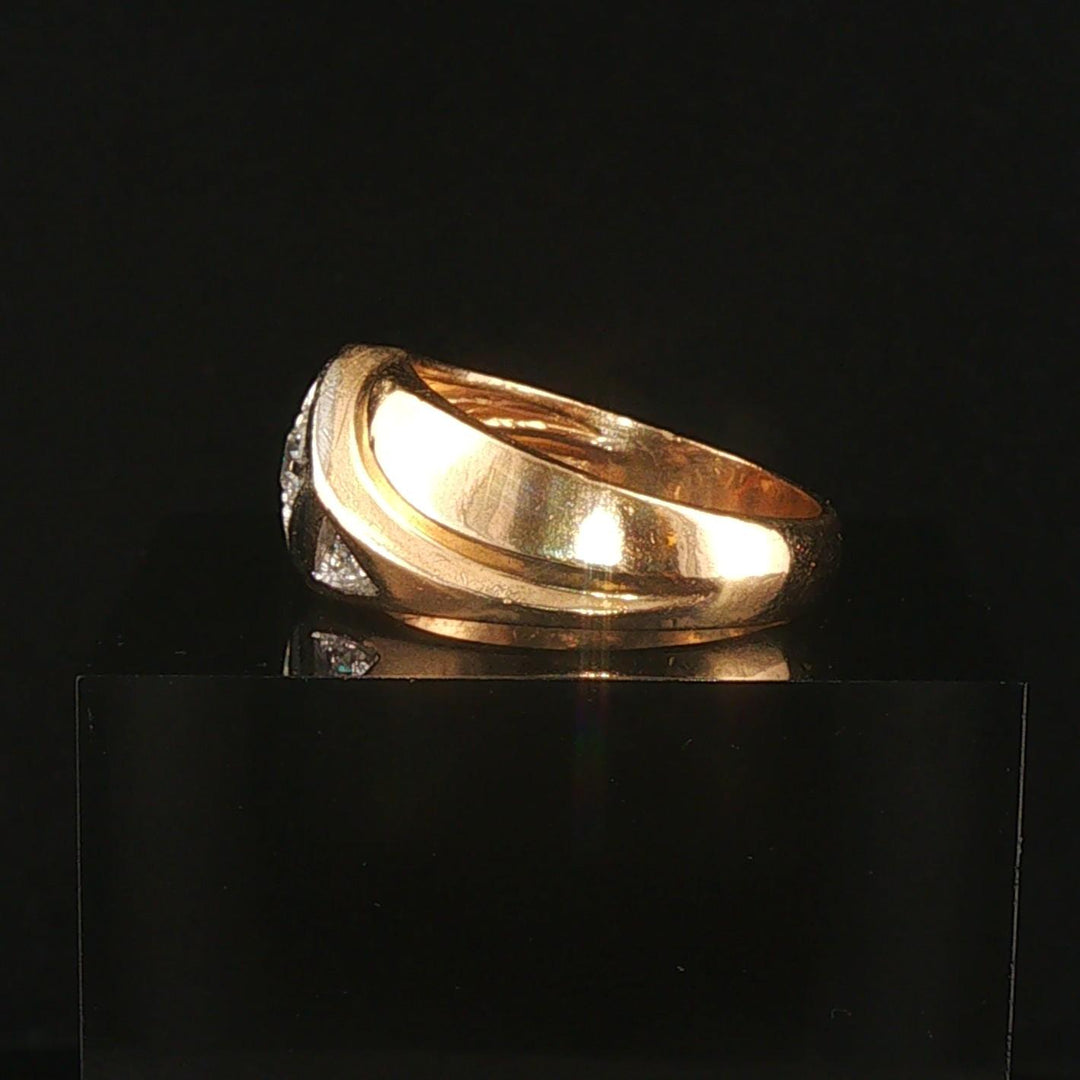 14k Yellow and White Gold 0.25cttw Diamond Men's Vintage Ring Size 10.25