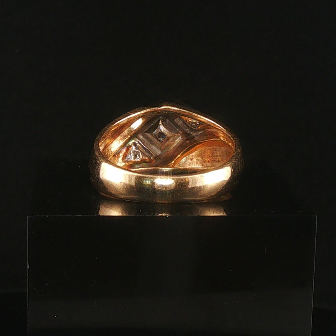 14k Yellow and White Gold 0.25cttw Diamond Men's Vintage Ring Size 10.25