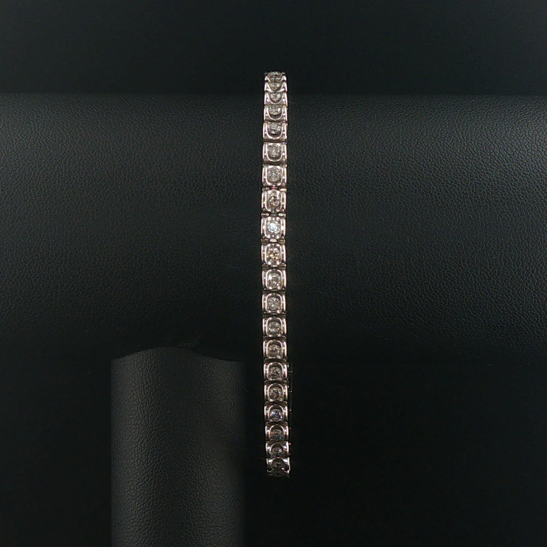 14k White Gold and 3cttw Diamond Heavy Vintage Link Bracelet 7.75"