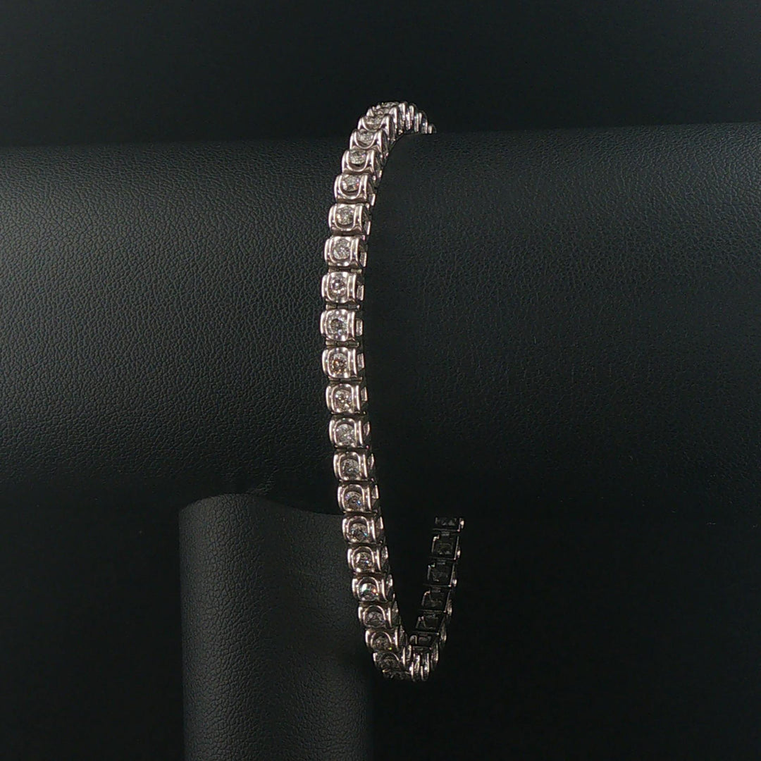 14k White Gold and 3cttw Diamond Heavy Vintage Link Bracelet 7.75"