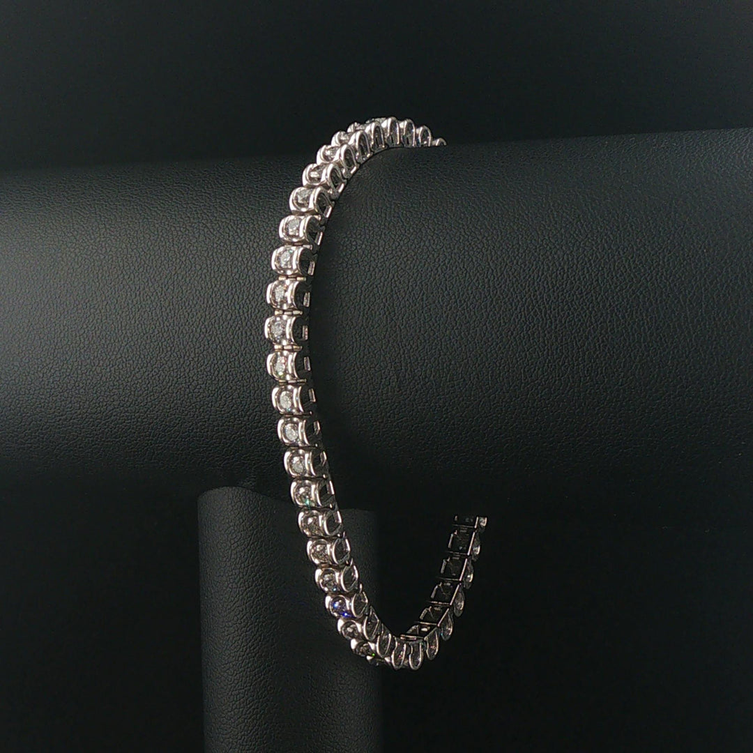 14k White Gold and 3cttw Diamond Heavy Vintage Link Bracelet 7.75"