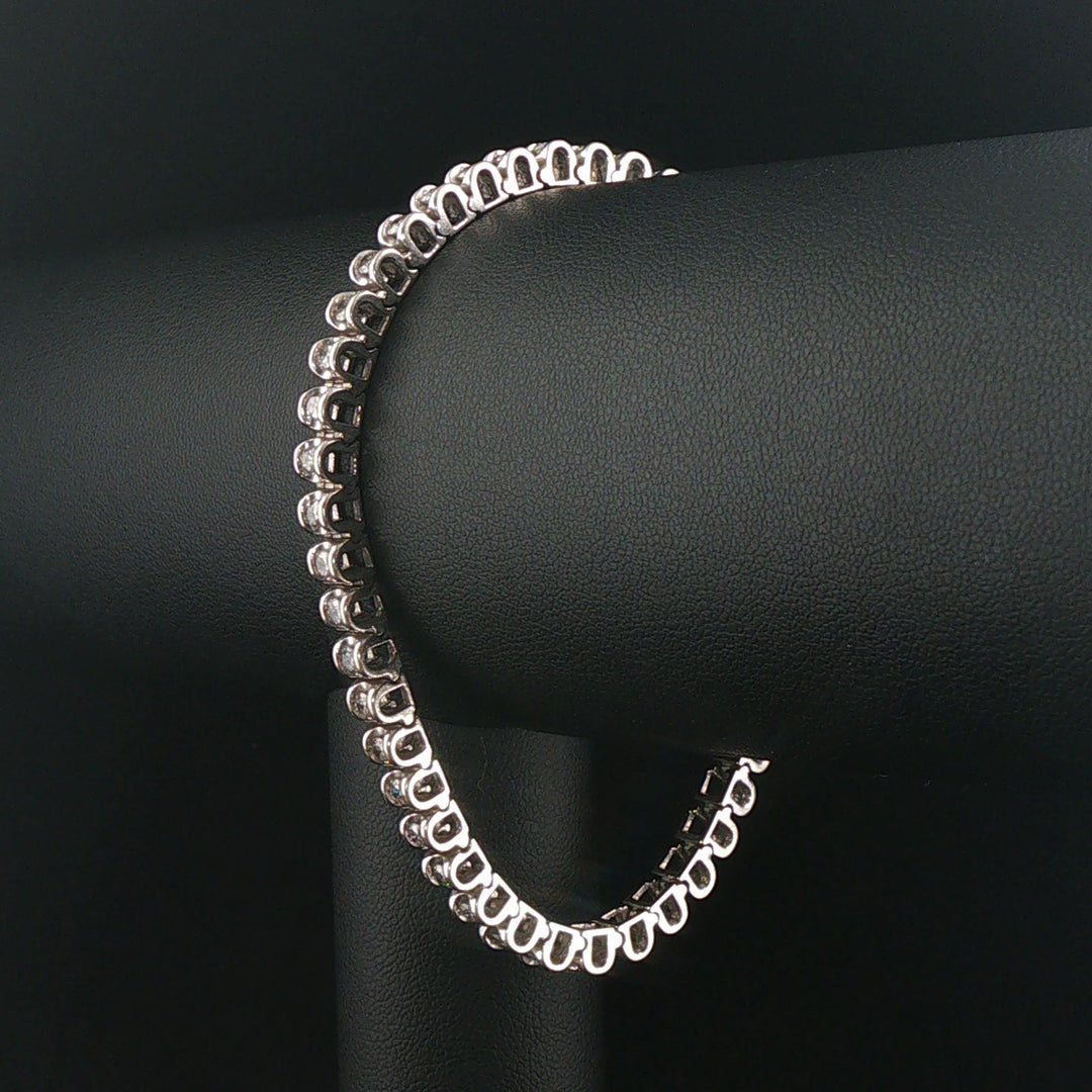 14k White Gold and 3cttw Diamond Heavy Vintage Link Bracelet 7.75"