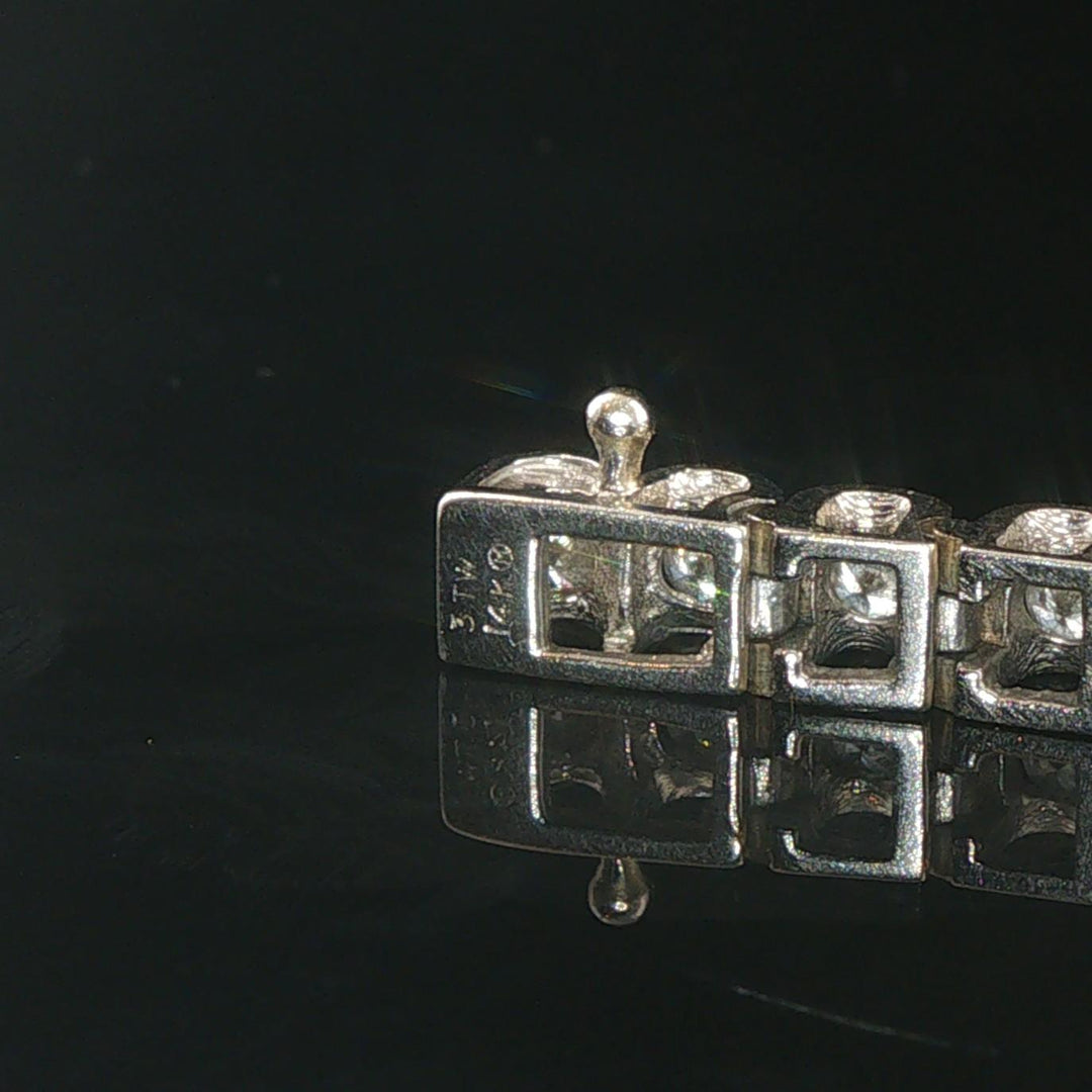 14k White Gold and 3cttw Diamond Heavy Vintage Link Bracelet 7.75"