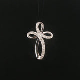 14k White Gold and 0.25cttw Diamond Fancy Cross Pendant 1"