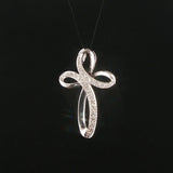 14k White Gold and 0.25cttw Diamond Fancy Cross Pendant 1"