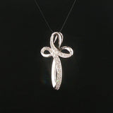 14k White Gold and 0.25cttw Diamond Fancy Cross Pendant 1"