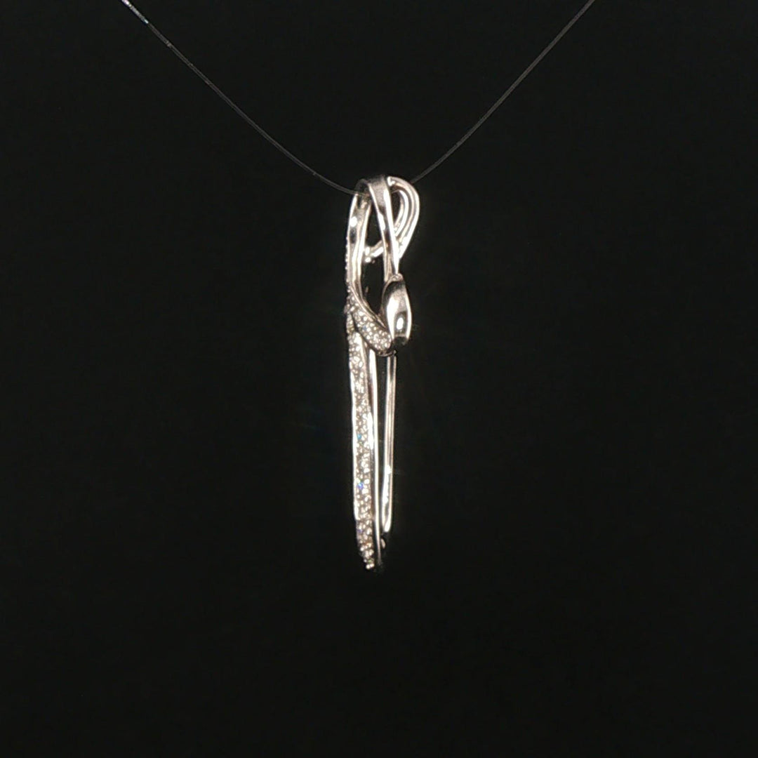 14k White Gold and 0.25cttw Diamond Fancy Cross Pendant 1"