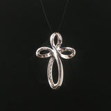 14k White Gold and 0.25cttw Diamond Fancy Cross Pendant 1"