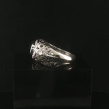14k White Gold 0.89ct Sapphire and Diamond Vintage Halo Ring Size 7.75