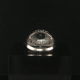 14k White Gold 0.89ct Sapphire and Diamond Vintage Halo Ring Size 7.75