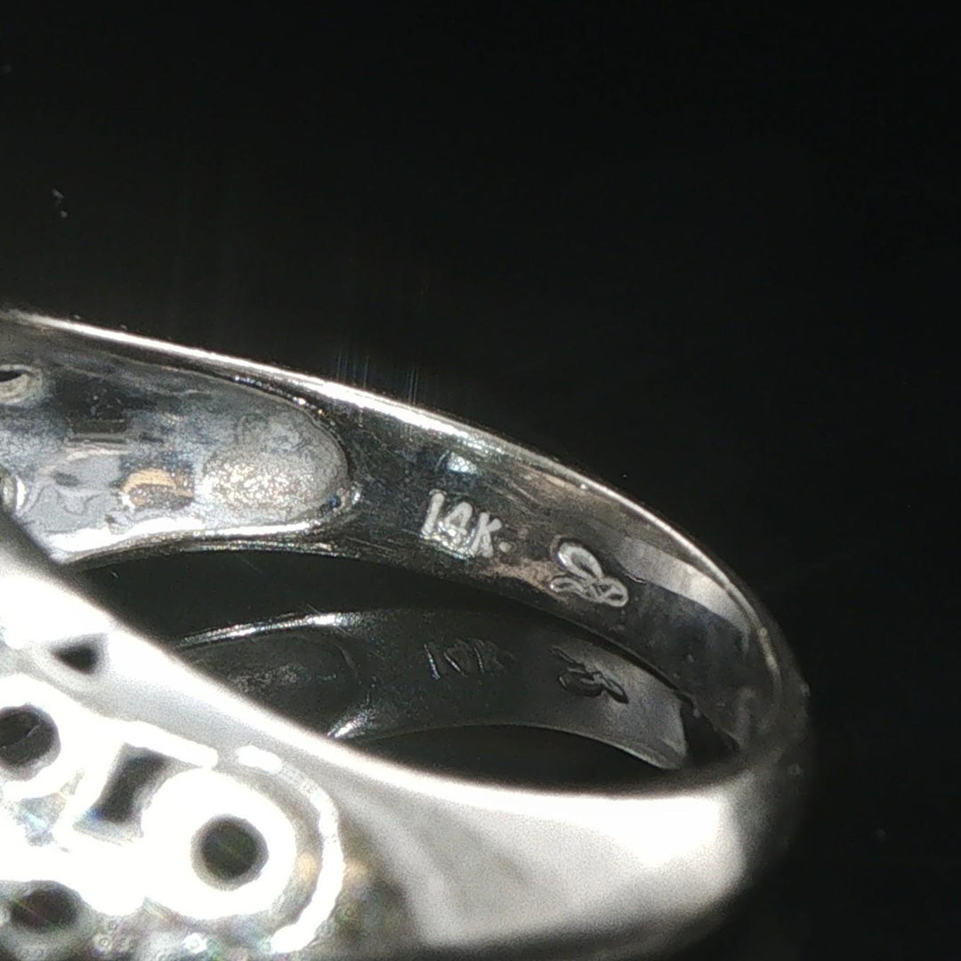 14k White Gold 0.89ct Sapphire and Diamond Vintage Halo Ring Size 7.75
