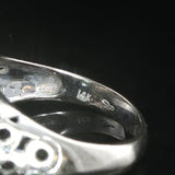 14k White Gold 0.89ct Sapphire and Diamond Vintage Halo Ring Size 7.75
