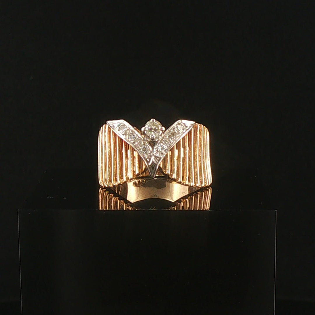 14k Yellow and White Gold Diamond Vintage Ladies Ring Size 4.25