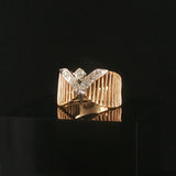 14k Yellow and White Gold Diamond Vintage Ladies Ring Size 4.25