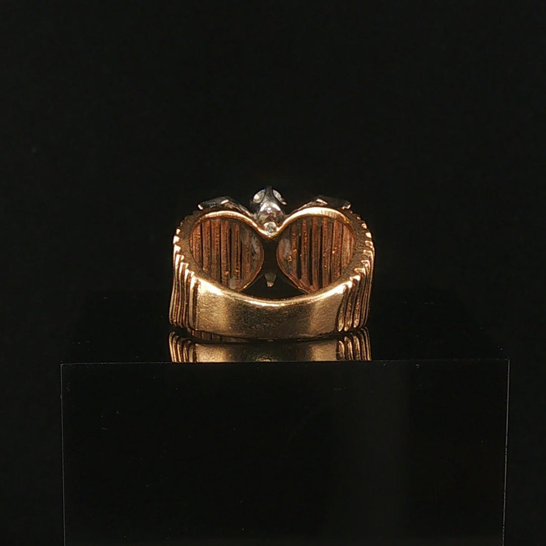 14k Yellow and White Gold Diamond Vintage Ladies Ring Size 4.25
