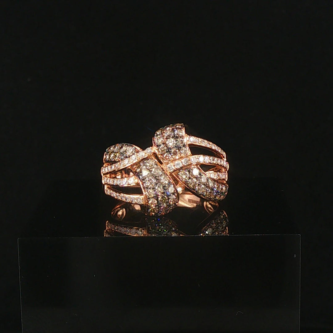 Effy 14k Rose Gold and 1cttw Champagne and White Diamond Ring Size 7