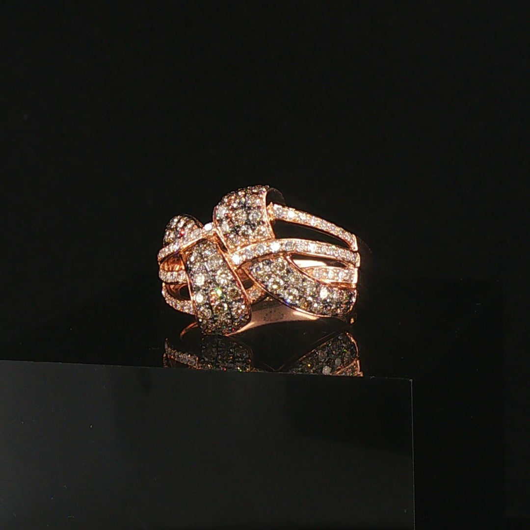Effy 14k Rose Gold and 1cttw Champagne and White Diamond Ring Size 7