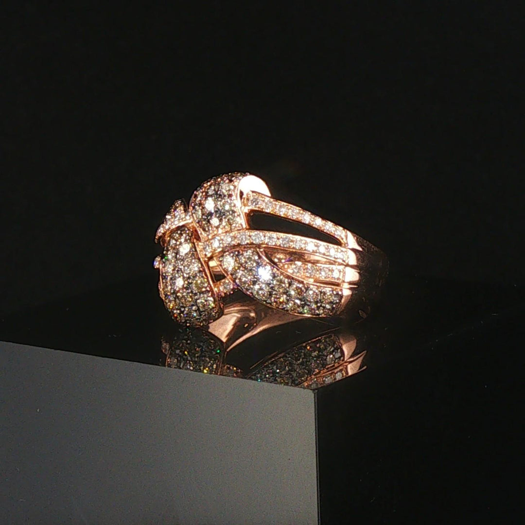 Effy 14k Rose Gold and 1cttw Champagne and White Diamond Ring Size 7