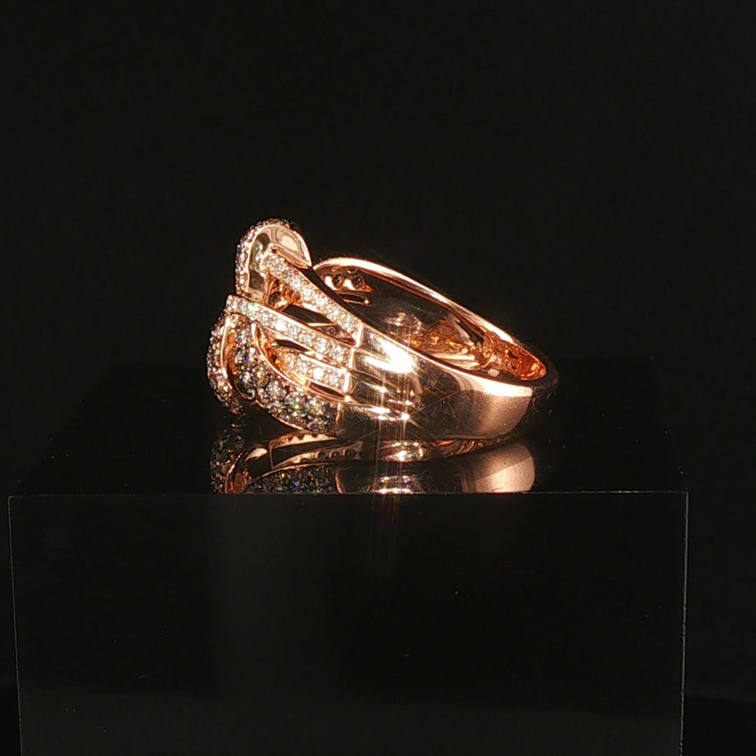 Effy 14k Rose Gold and 1cttw Champagne and White Diamond Ring Size 7
