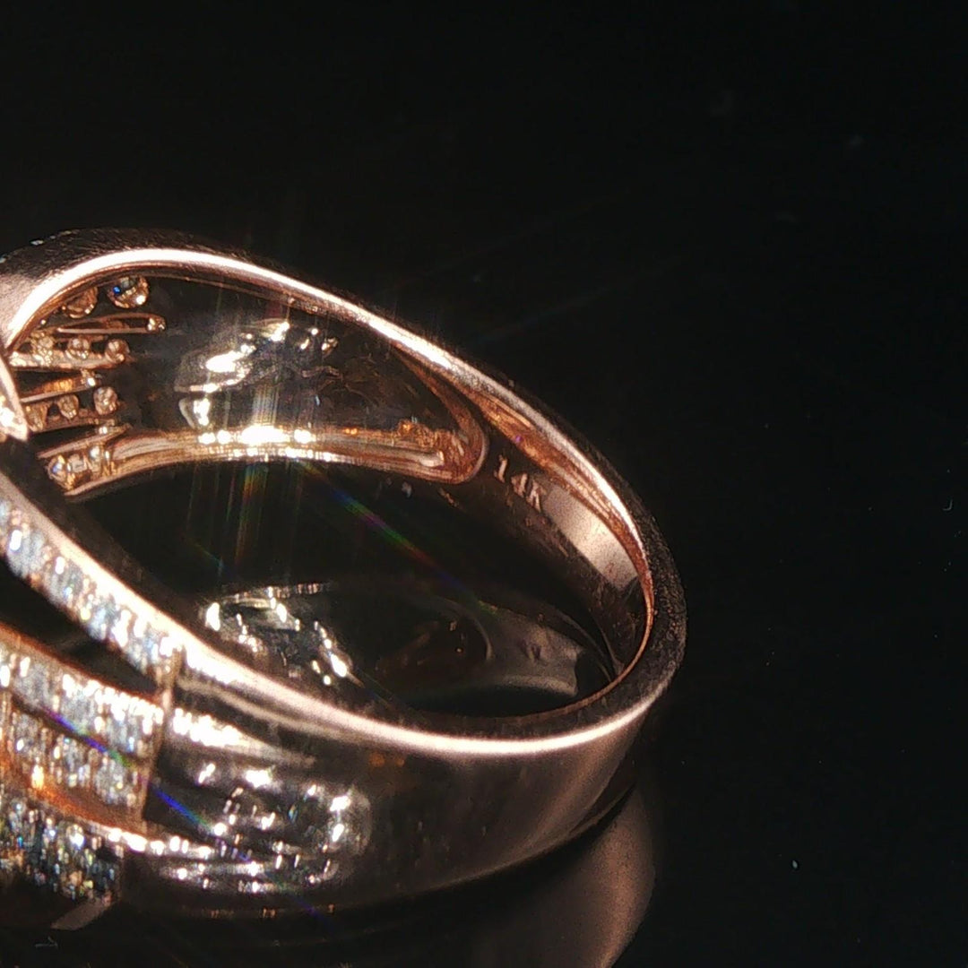 Effy 14k Rose Gold and 1cttw Champagne and White Diamond Ring Size 7
