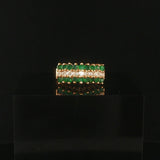 14k Yellow Gold Emerald and 0.20cttw Diamond Vintage Band Ring Size 5