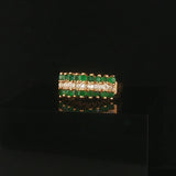 14k Yellow Gold Emerald and 0.20cttw Diamond Vintage Band Ring Size 5