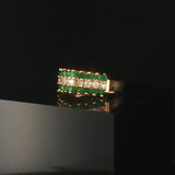 14k Yellow Gold Emerald and 0.20cttw Diamond Vintage Band Ring Size 5