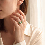 14k Yellow Gold Emerald and 0.20cttw Diamond Vintage Band Ring Size 5