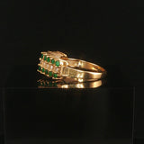 14k Yellow Gold Emerald and 0.20cttw Diamond Vintage Band Ring Size 5