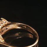 14k Yellow Gold Emerald and 0.20cttw Diamond Vintage Band Ring Size 5